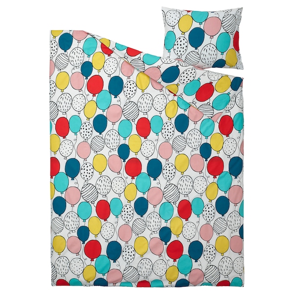 IKEA BUSENKEL duvet cover and pillowcase(s), Twin Balloons / Multicolor, Ikea Ireland | 3126TUCDF