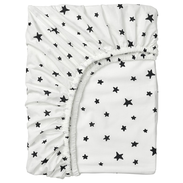 IKEA BUSENKEL fitted sheet, 38x74 in Star Pattern / White, Ikea Ireland | 2538DIGET
