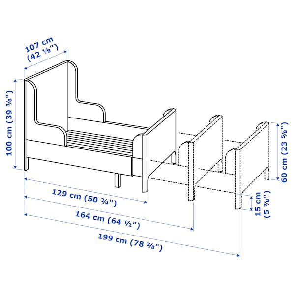 IKEA BUSUNGE extendable bed, 38 1/4x74 3/4 in White, Ikea Ireland | 2608OCRUZ