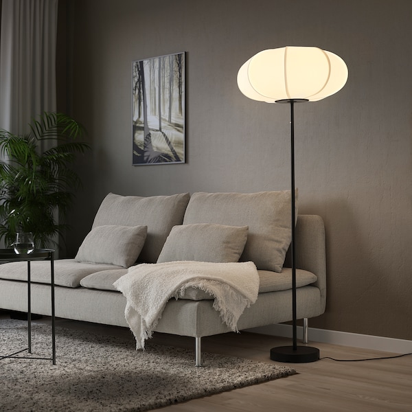 IKEA BYGGKORN floor lamp with LED bulb, black/white, Ikea Ireland | 2561SOEDP