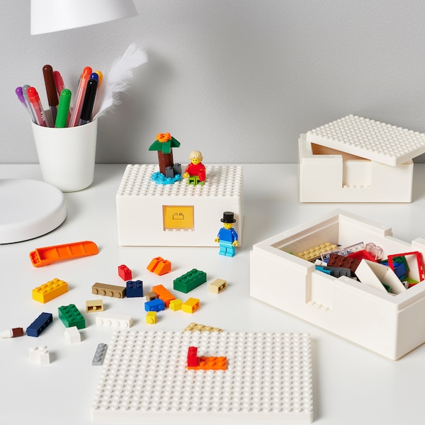 IKEA BYGGLEK LEGO® box with lid, set of 3, white, Ikea Ireland | 5184QWNMP
