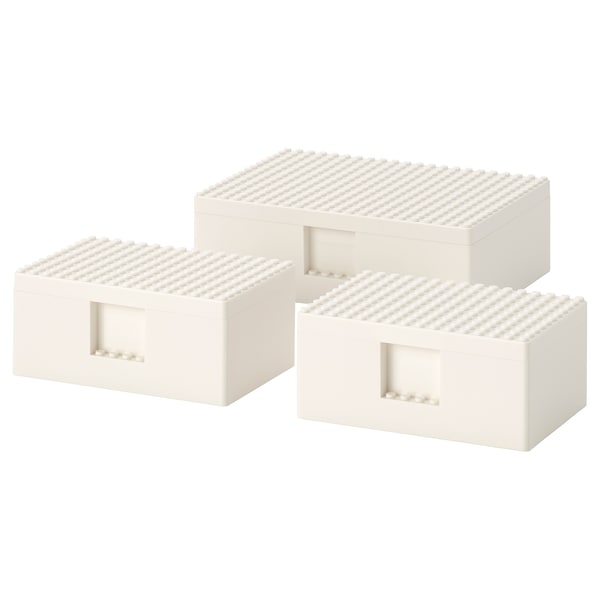 IKEA BYGGLEK LEGO® box with lid, set of 3, white, Ikea Ireland | 5184QWNMP
