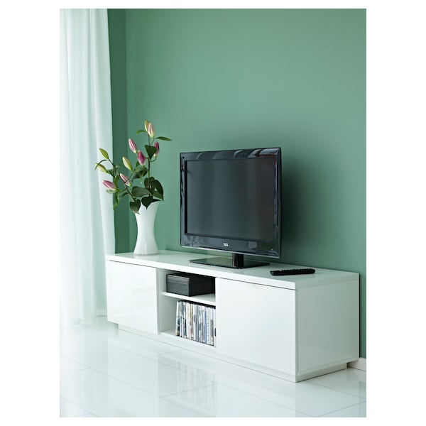 IKEA BYÅS TV unit, high gloss white, 63x16 1/2x17 3/4 in, Ikea Ireland | 8354EIUMG