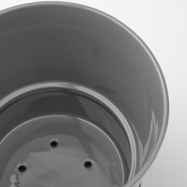 IKEA CITRUSFRUKT plant pot with saucer, indoor/outdoor gray, 7 ½ in, Ikea Ireland | 6507YGLEZ