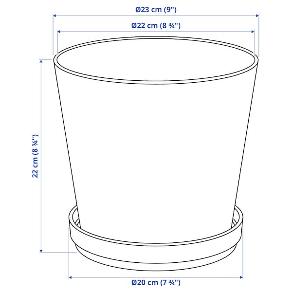 IKEA CITRUSFRUKT plant pot with saucer, indoor/outdoor gray, 7 ½ in, Ikea Ireland | 6507YGLEZ