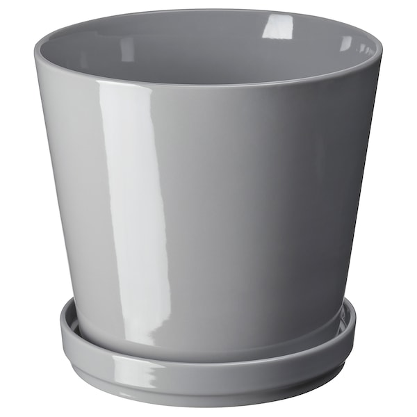 IKEA CITRUSFRUKT plant pot with saucer, indoor/outdoor gray, 7 ½ in, Ikea Ireland | 6507YGLEZ