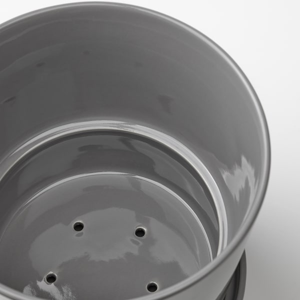 IKEA CITRUSFRUKT plant pot with saucer, indoor/outdoor gray, 6 in, Ikea Ireland | 9705UIXZM