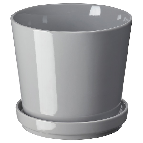 IKEA CITRUSFRUKT plant pot with saucer, indoor/outdoor gray, 6 in, Ikea Ireland | 9705UIXZM