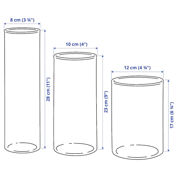 IKEA CYLINDER vase, set of 3, clear glass, Ikea Ireland | 2840DLREK