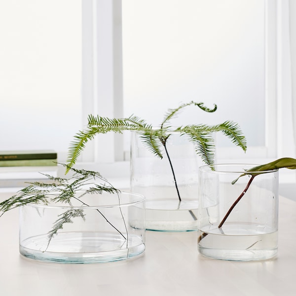 IKEA CYLINDER vase/bowl, set of 3, clear glass, Ikea Ireland | 6321WZIDB