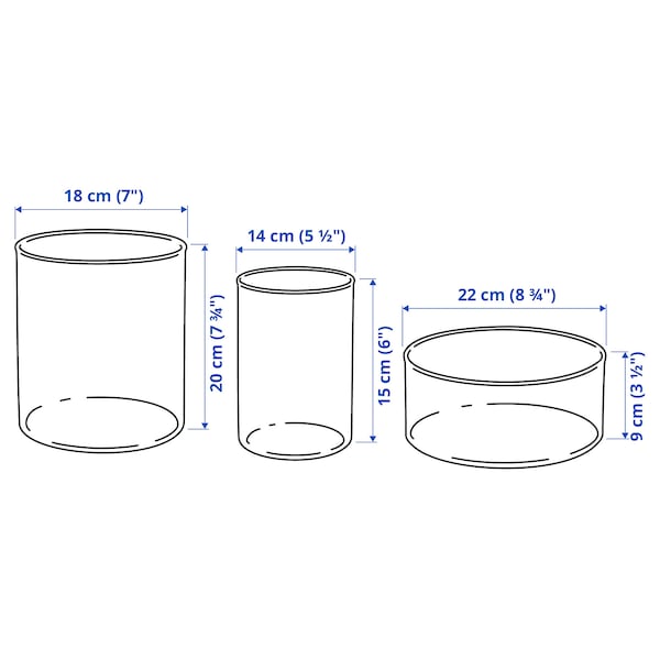 IKEA CYLINDER vase/bowl, set of 3, clear glass, Ikea Ireland | 6321WZIDB