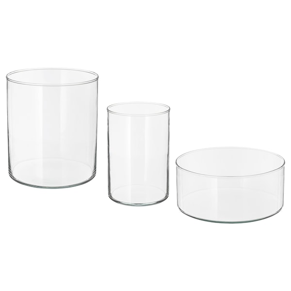 IKEA CYLINDER vase/bowl, set of 3, clear glass, Ikea Ireland | 6321WZIDB