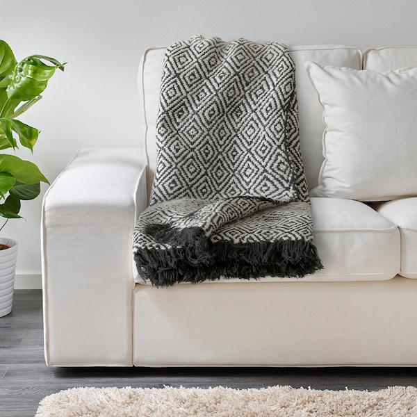 IKEA DAGFRID throw, dark gray/off-white, 59x79 in, Ikea Ireland | 5419AFOWI