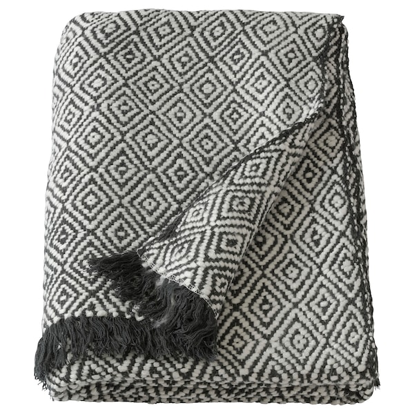 IKEA DAGFRID throw, dark gray/off-white, 59x79 in, Ikea Ireland | 5419AFOWI