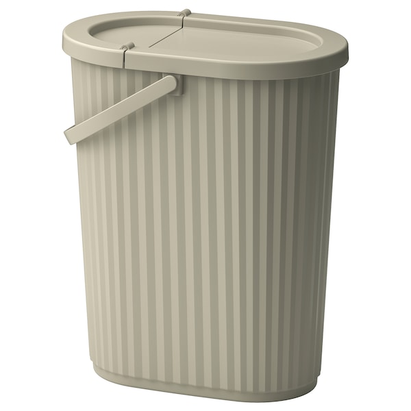 IKEA DAMMÄNG bin with lid, gray-beige, 7 gallon, Ikea Ireland | 2640WLUZM