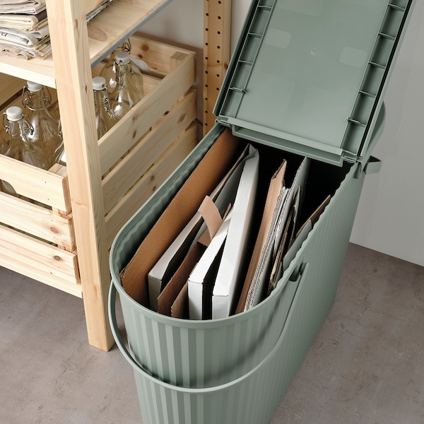 IKEA DAMMÄNG bin with lid, gray-green, 13 gallon, Ikea Ireland | 6218YPUIT