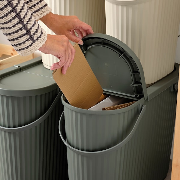 IKEA DAMMÄNG bin with lid, gray-green, 13 gallon, Ikea Ireland | 6218YPUIT