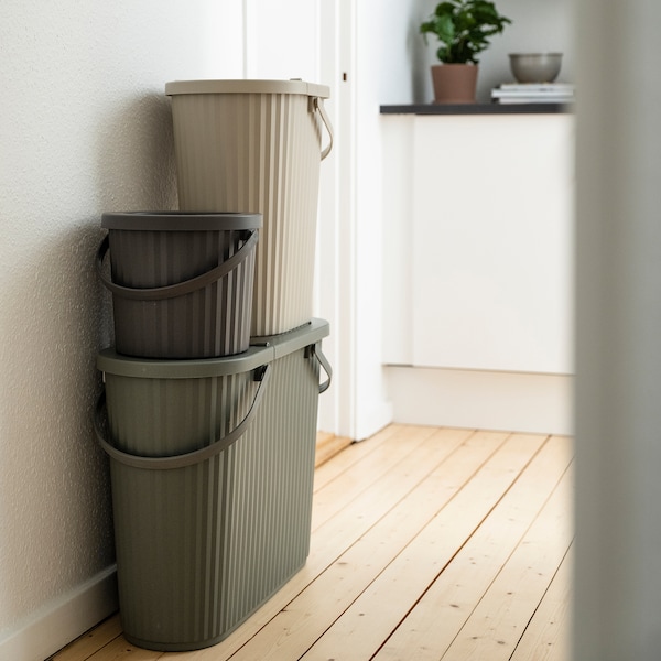 IKEA DAMMÄNG bin with lid, gray-green, 13 gallon, Ikea Ireland | 6218YPUIT