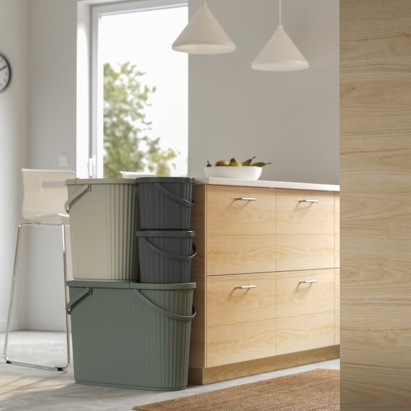 IKEA DAMMÄNG bin with lid, gray-green, 13 gallon, Ikea Ireland | 6218YPUIT