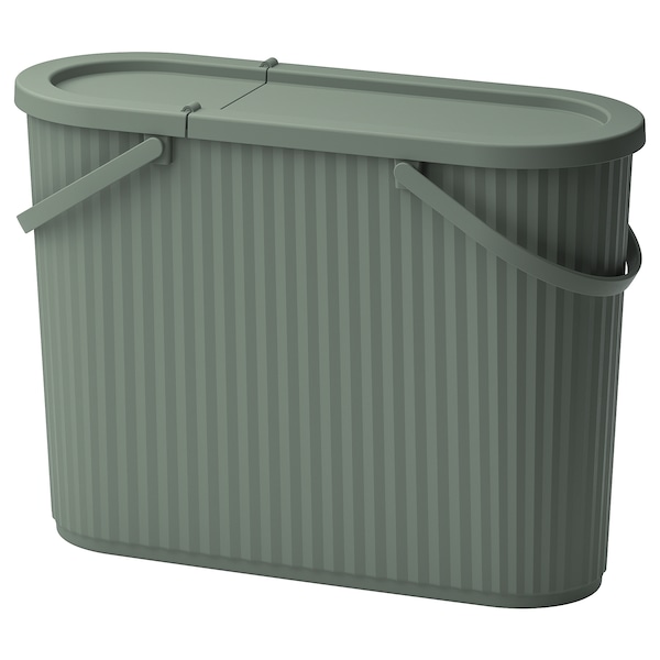 IKEA DAMMÄNG bin with lid, gray-green, 13 gallon, Ikea Ireland | 6218YPUIT