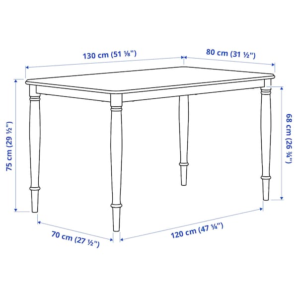 IKEA DANDERYD dining table, 51 1/8x31 1/2 in Oak Veneer / White, Ikea Ireland | 8712HYGLU