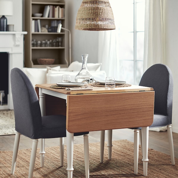 IKEA DANDERYD drop-leaf table, oak veneer/white, 29 1/8/52 3/4x31 1/2 in, Ikea Ireland | 3560DAVFY