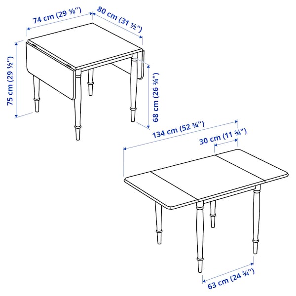 IKEA DANDERYD drop-leaf table, oak veneer/white, 29 1/8/52 3/4x31 1/2 in, Ikea Ireland | 3560DAVFY