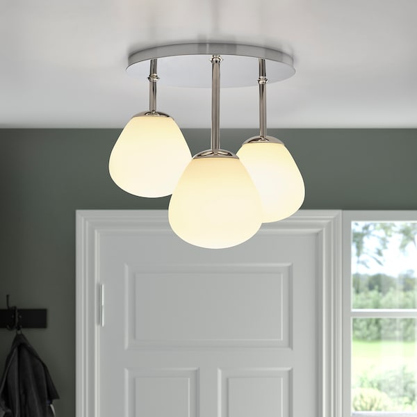 IKEA DEJSA ceiling lamp with 3 lights, chrome plated/opal glass, Ikea Ireland | 3670HRSCU
