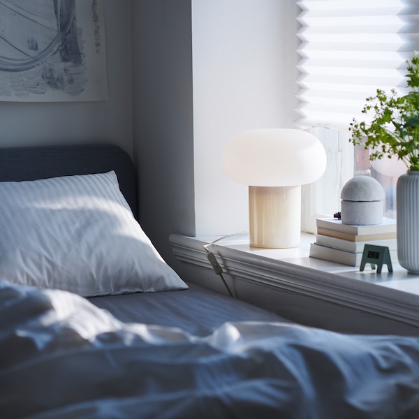IKEA DEJSA table lamp, beige/opal glass, 11 in, Ikea Ireland | 0596LQJOH