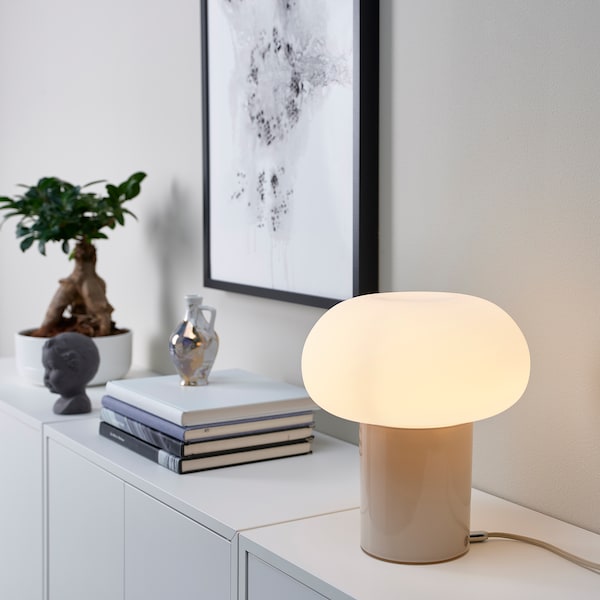 IKEA DEJSA table lamp, beige/opal glass, 11 in, Ikea Ireland | 0596LQJOH