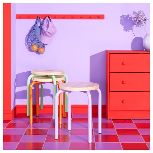 IKEA DOMSTEN stool Lilac / Pine, Ikea Ireland | 2869SKUHG