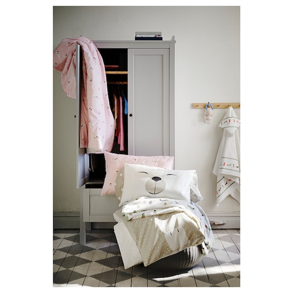 IKEA DRÖMSLOTT baby towel with hood, 24x49 in Puppy Pattern / White, Ikea Ireland | 8509ZUPHV