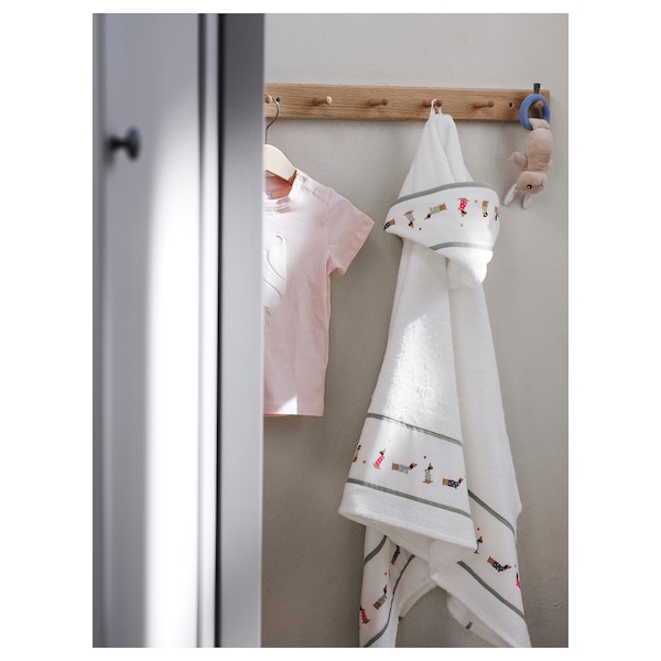 IKEA DRÖMSLOTT baby towel with hood, 24x49 in Puppy Pattern / White, Ikea Ireland | 8509ZUPHV