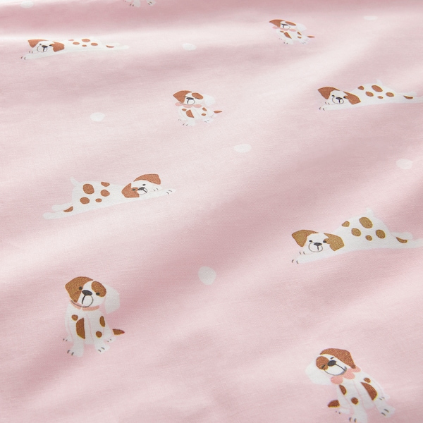 IKEA DRÖMSLOTT duvet cover 1 pillowcase f crib, 43x49/14x22 in Puppy Pattern / Pink, Ikea Ireland | 9263VKQDT