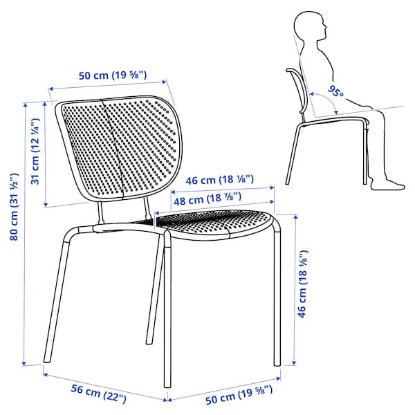 IKEA DUVSKÄR chair, in/outdoor, black-blue, Ikea Ireland | 8639RDYWU