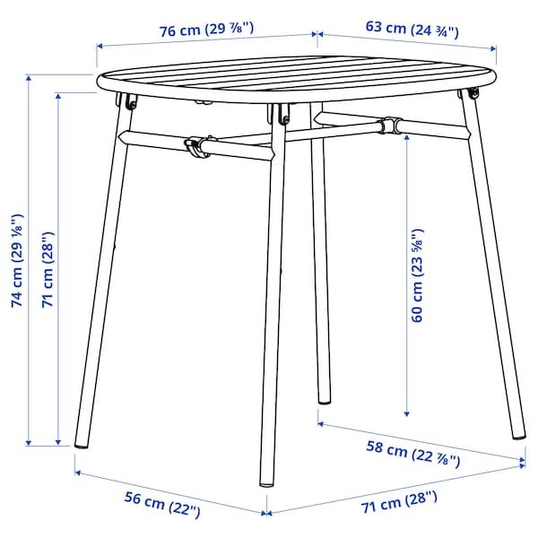 IKEA DUVSKÄR table, outdoor, black-blue/eucalyptus, 29 7/8x24 3/4 in, Ikea Ireland | 4276EJCAR