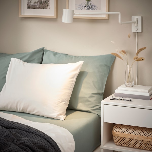 IKEA DVALA fitted sheet, King Gray / Green, Ikea Ireland | 6245JXFTI