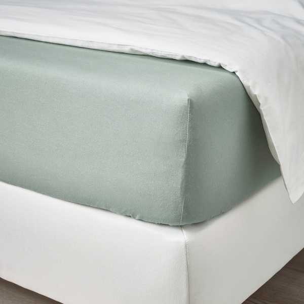 IKEA DVALA fitted sheet, King Gray / Green, Ikea Ireland | 6245JXFTI