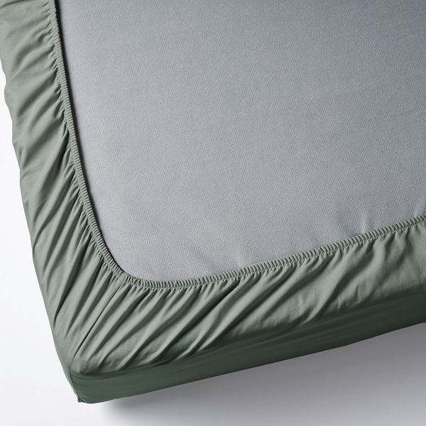 IKEA DVALA fitted sheet, King Gray / Green, Ikea Ireland | 6245JXFTI