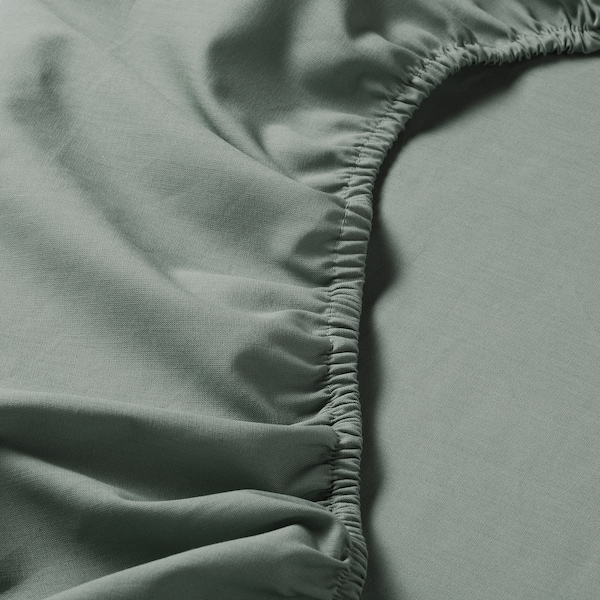 IKEA DVALA fitted sheet, King Gray / Green, Ikea Ireland | 6245JXFTI