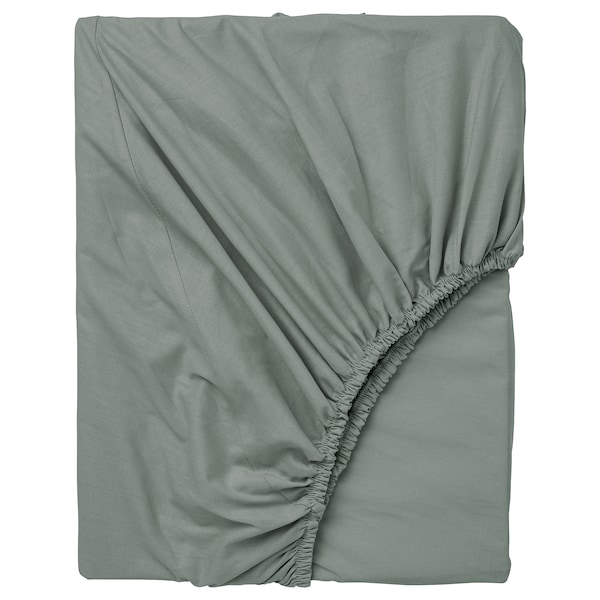 IKEA DVALA fitted sheet, King Gray / Green, Ikea Ireland | 6245JXFTI
