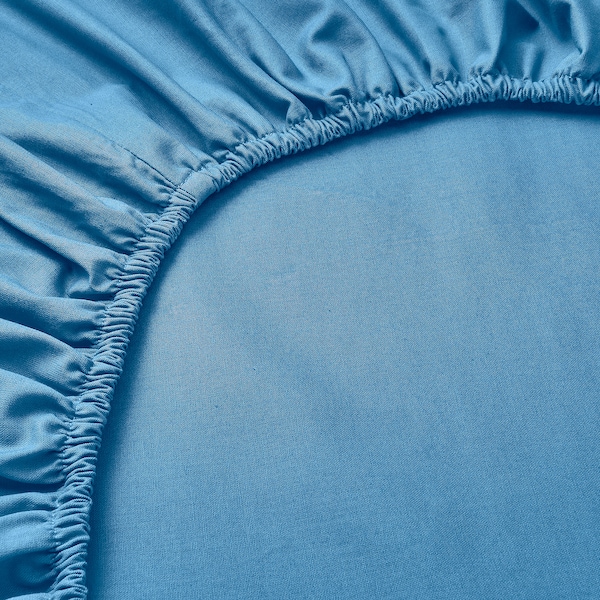 IKEA DVALA fitted sheet, Queen Blue, Ikea Ireland | 3870WIZPA