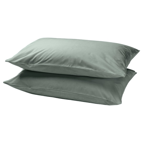 IKEA DVALA pillowcase, King, 2 pack Gray / Green, Ikea Ireland | 8625UXCSK