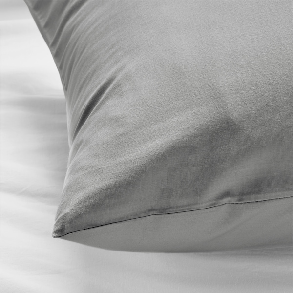 IKEA DVALA pillowcase, King, 2 pack Light Gray, Ikea Ireland | 4827NQXCO