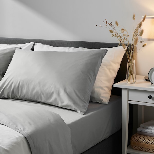 IKEA DVALA pillowcase, King, 2 pack Light Gray, Ikea Ireland | 4827NQXCO