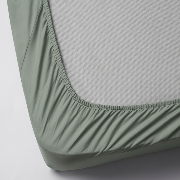 IKEA DVALA sheet set, Full/Double Gray / Green, Ikea Ireland | 7260WBXHA
