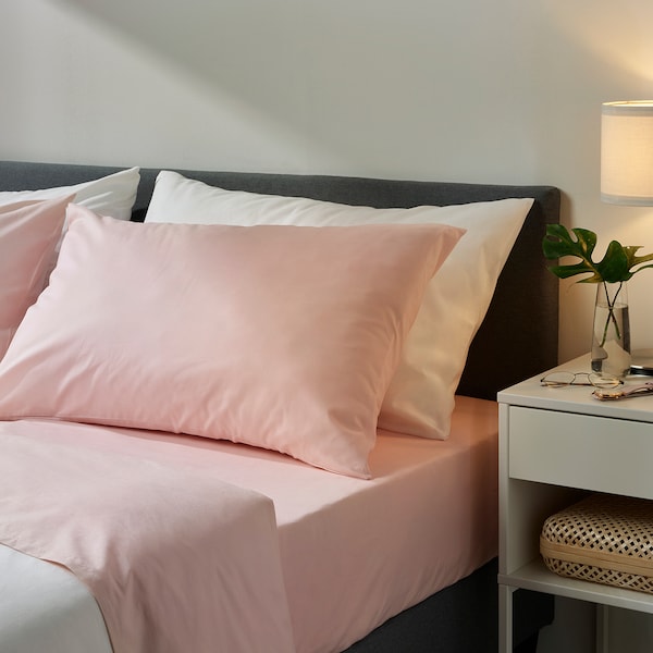 IKEA DVALA sheet set, Full/Double Light Pink, Ikea Ireland | 9367HNOVG