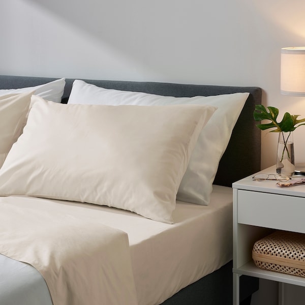 IKEA DVALA sheet set, King Beige, Ikea Ireland | 3045BQJGS