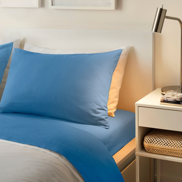 IKEA DVALA sheet set, King Blue, Ikea Ireland | 1423GPHMW