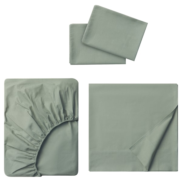 IKEA DVALA sheet set, King Gray / Green, Ikea Ireland | 7160SYGEM